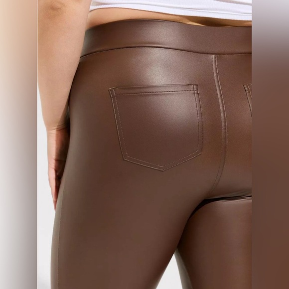 Torrid Full Length Slim Boot Faux Leather Brown Legging - Picture 2 of 6
